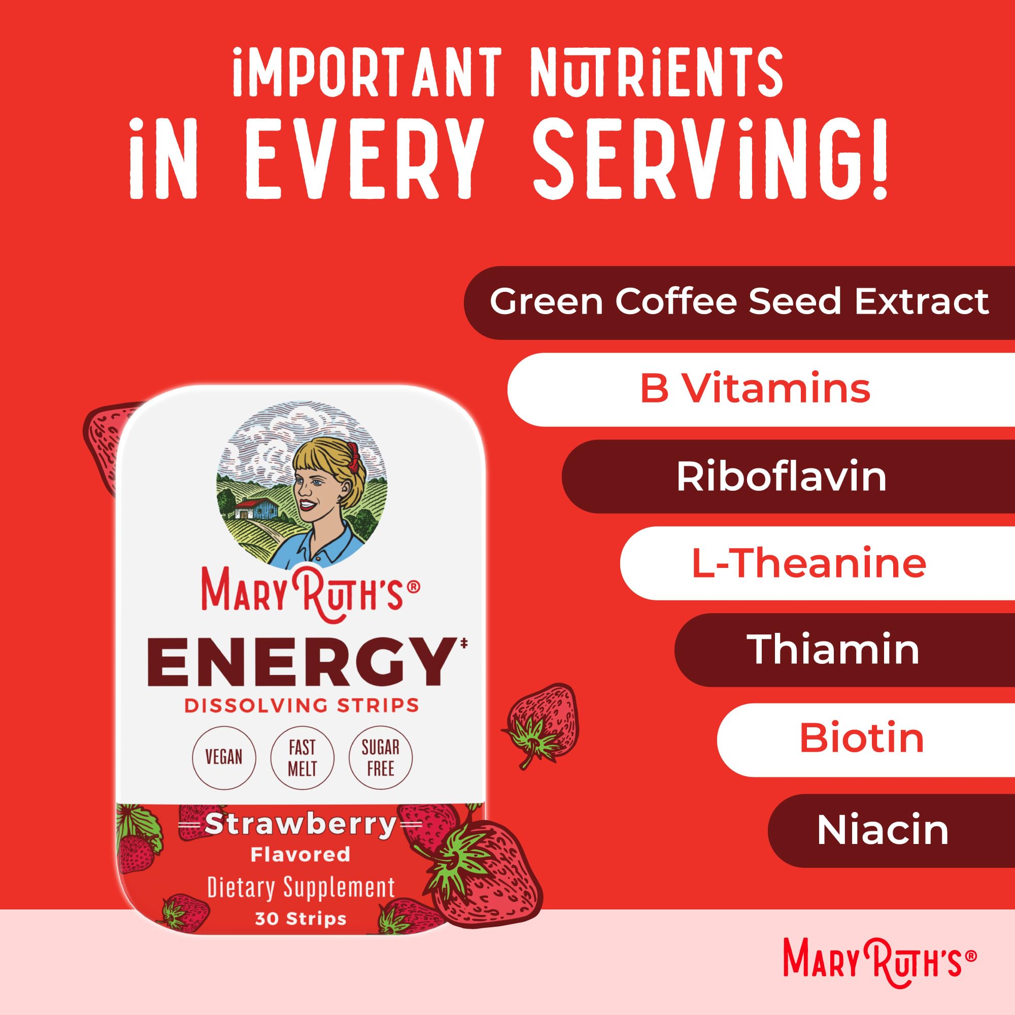 MaryRuth's tiras energéticas sin azúcar, aptas para varias dietas.