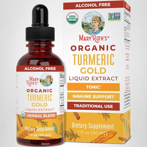 Dosis diaria recomendada de MaryRuth's Turmeric Gold en gotas.