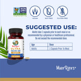 MaryRuth's Ultra Digestive Enzymes: etiqueta vegan que destaca ingredientes.