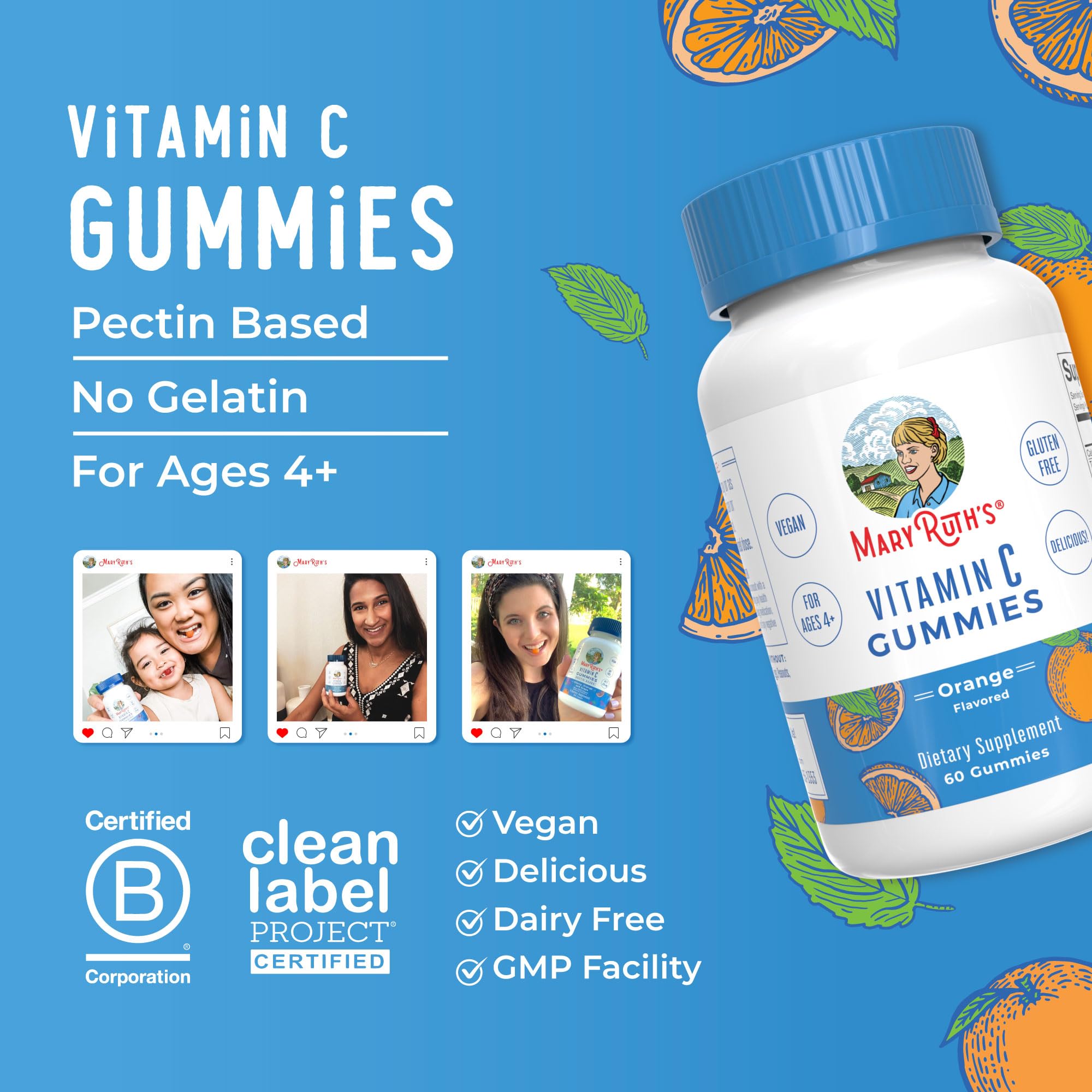 MaryRuth's uso diario recomendado para complementar la ingesta de vitamina C.