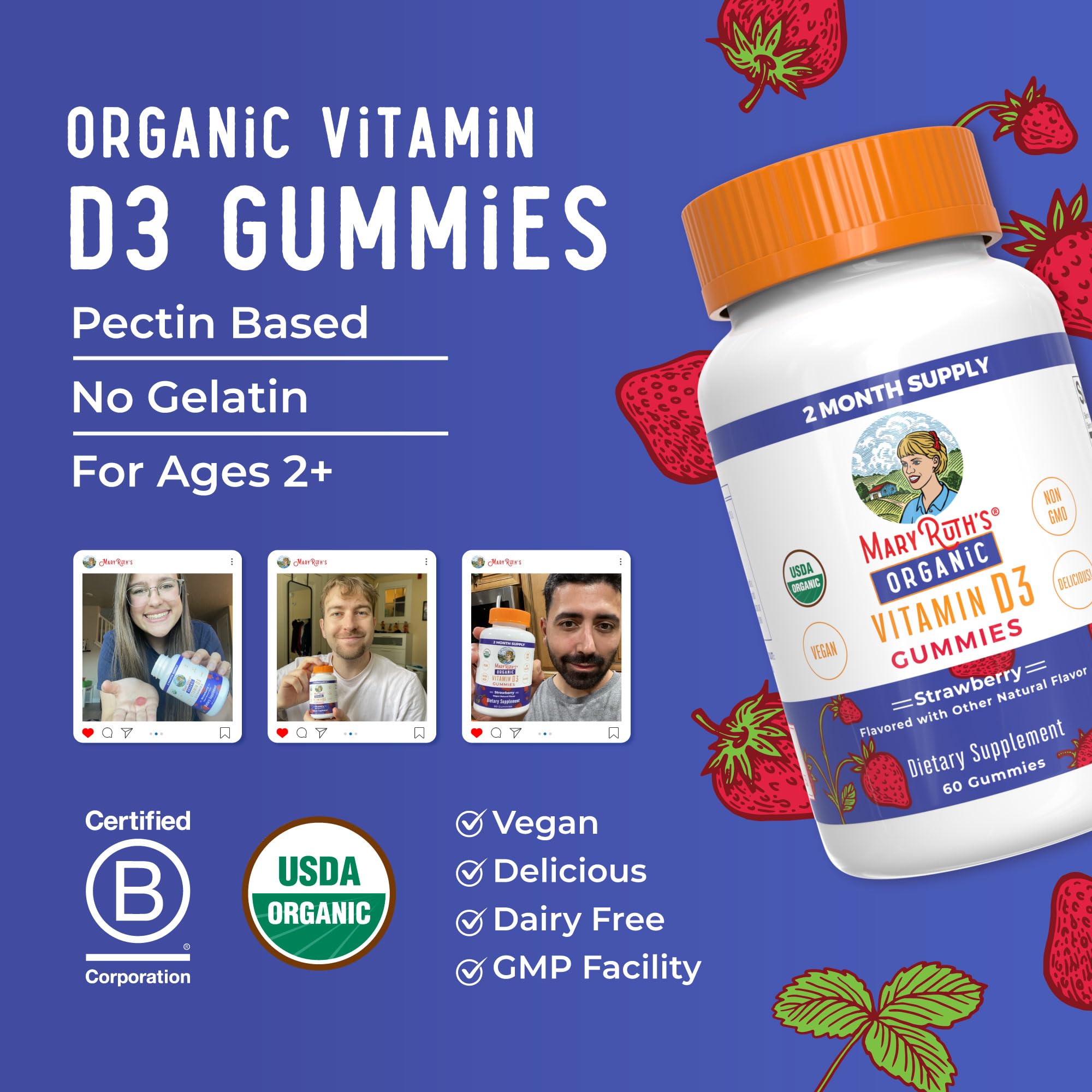 MaryRuth's Vitamin D3 Gummies certificaciones de calidad y seguridad.