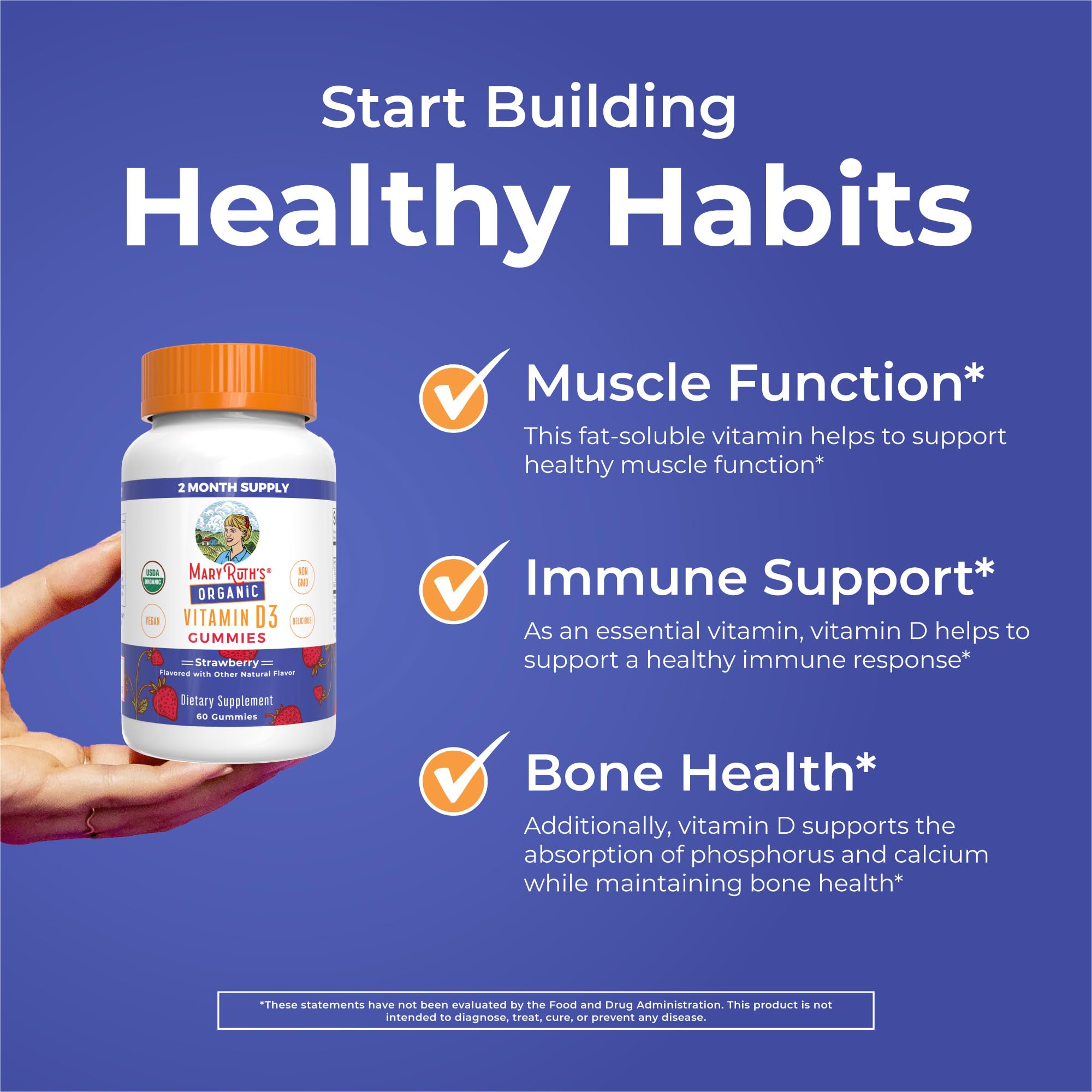MaryRuth's Vitamin D3 Gummies para niños, gomitas fáciles de masticar.