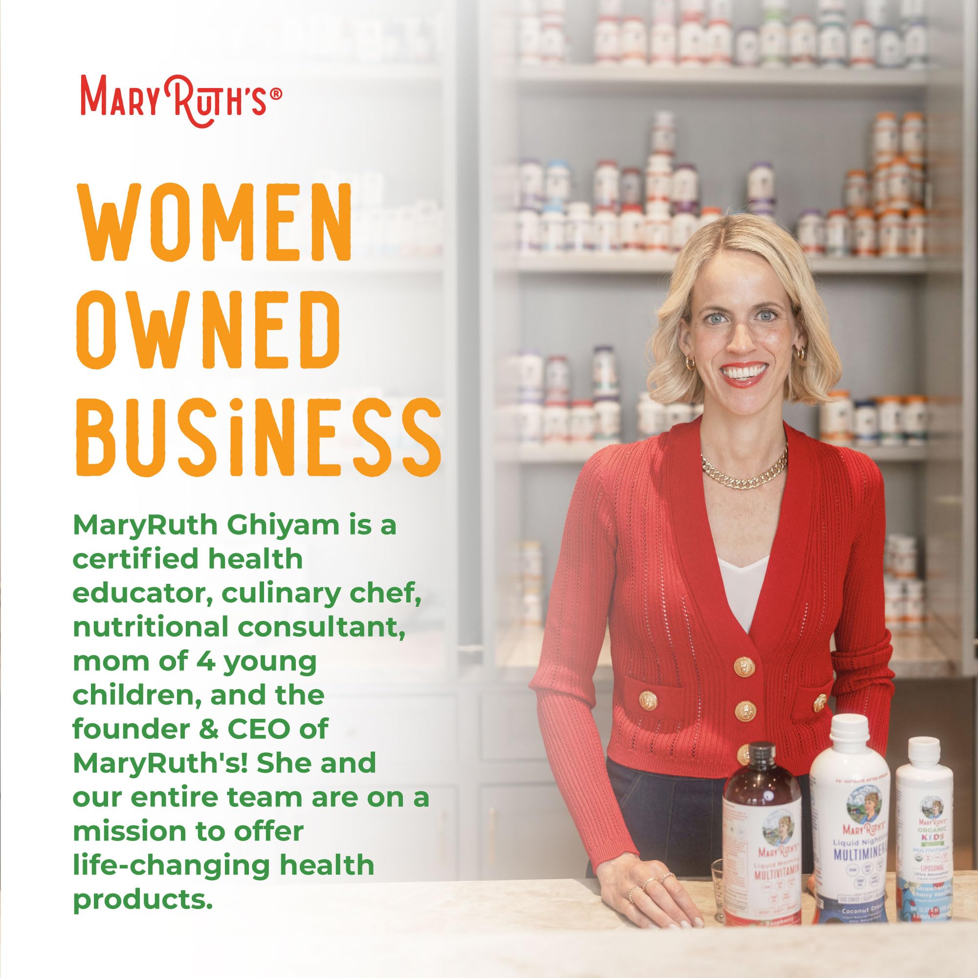 MaryRuth's Vitamina E apta para adultos y niños, uso diario sencillo.