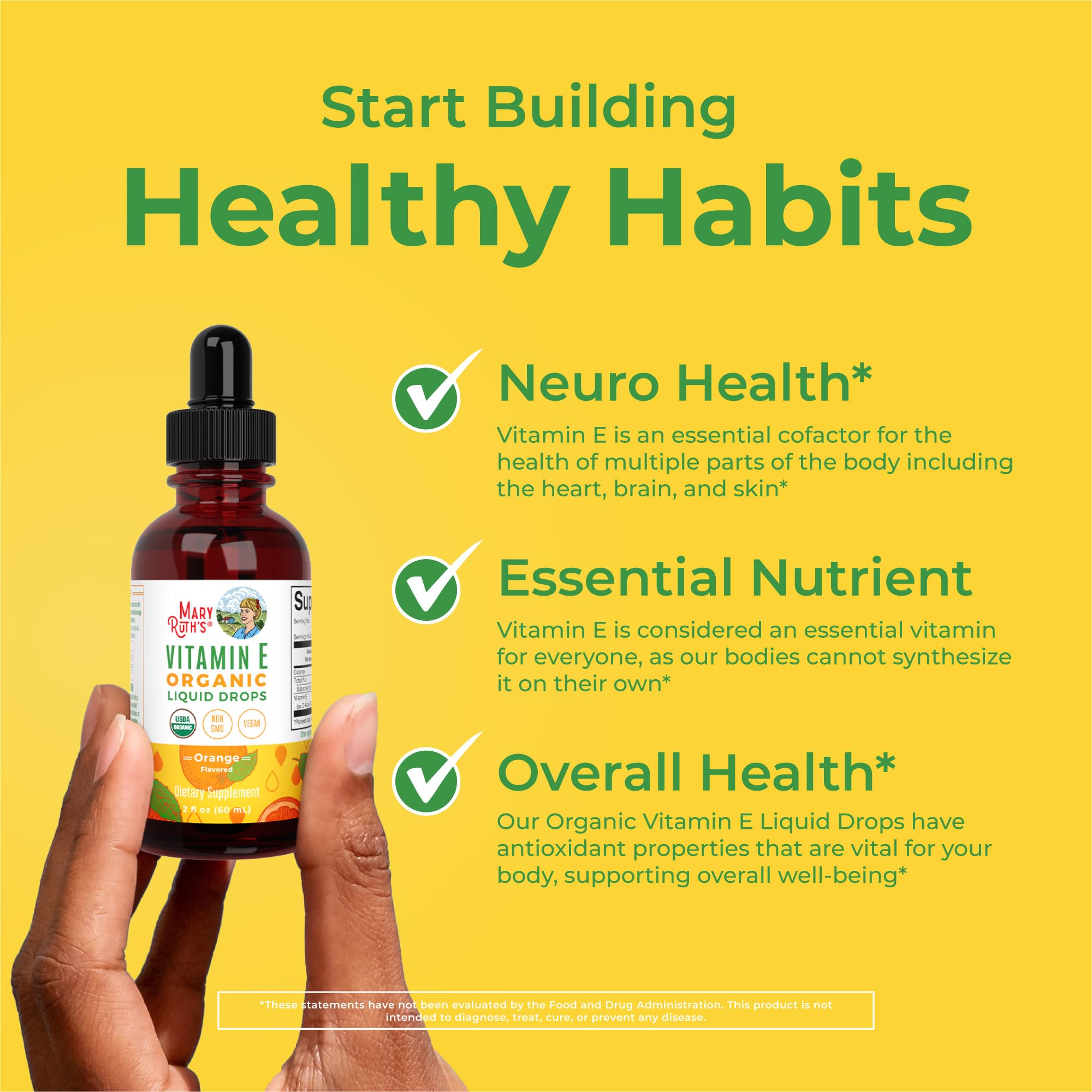 MaryRuth's Vitamina E con ingredientes MCT y aceites vegetales de calidad.