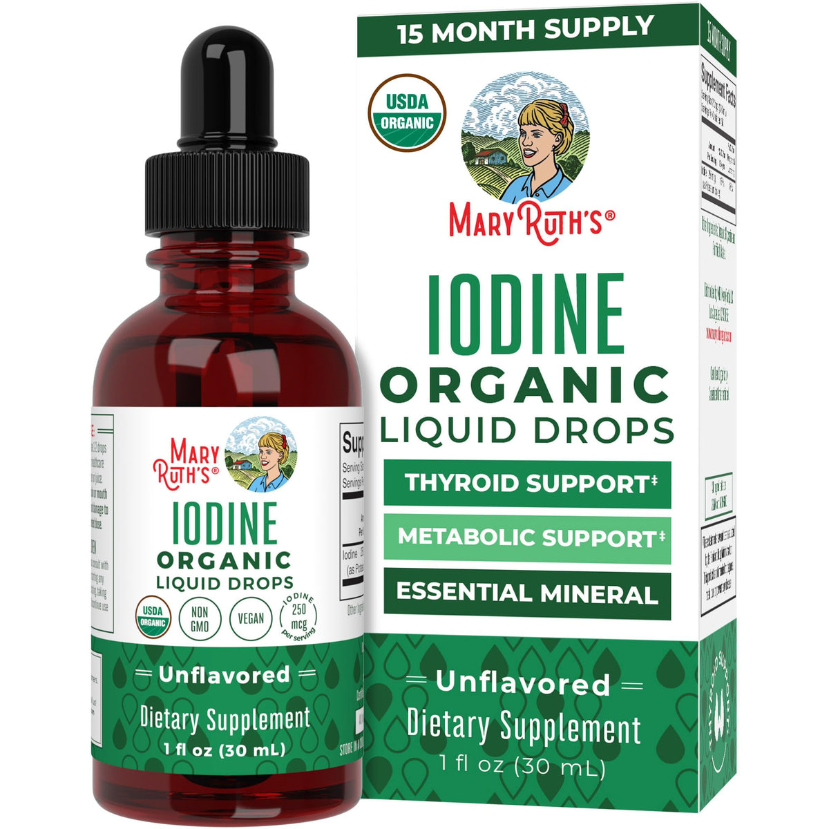 MaryRuth's Yodo gotas botella: fuente vegetal para uso diario