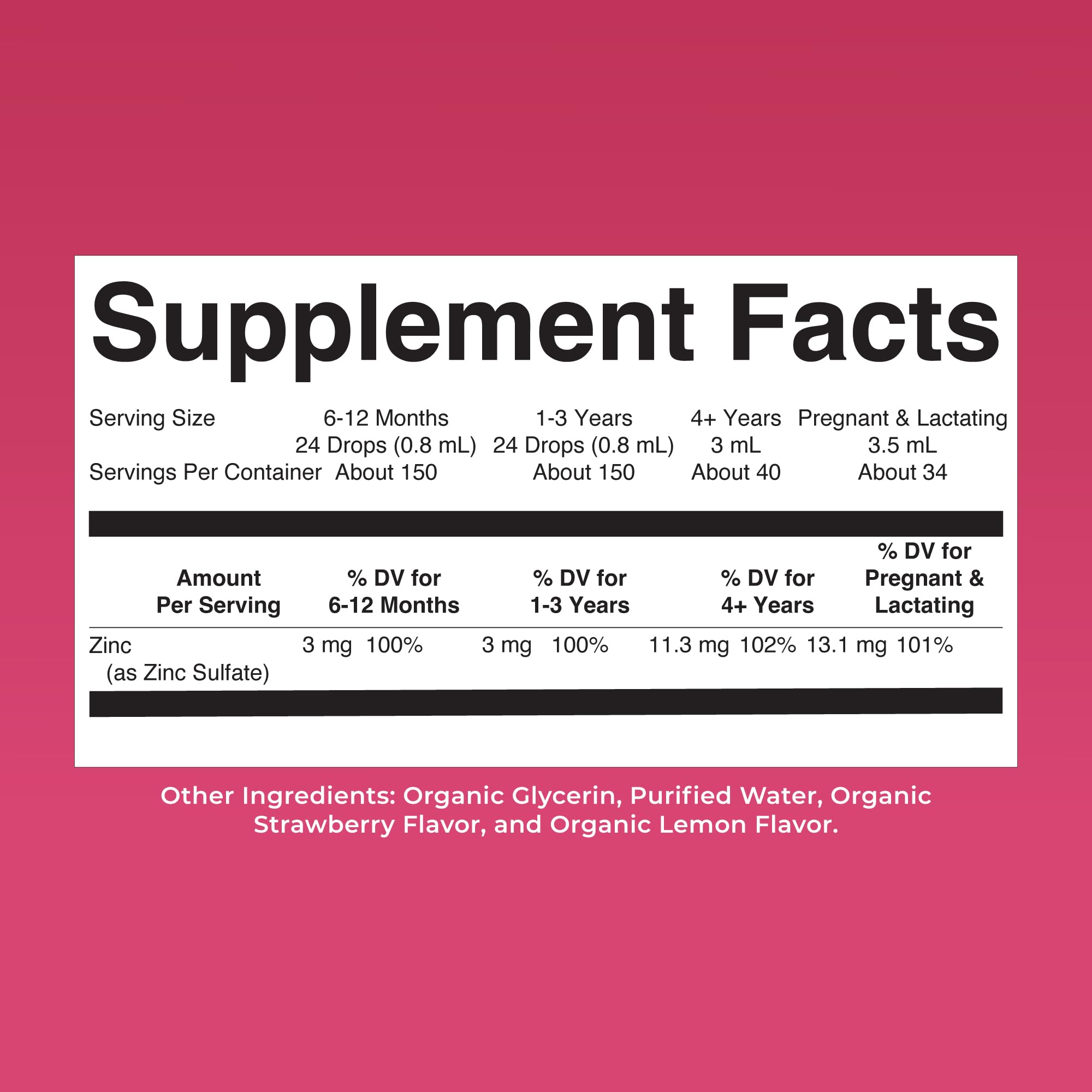 MaryRuth's zinc líquido, libre de gluten y azúcar, opción para dietas específicas.