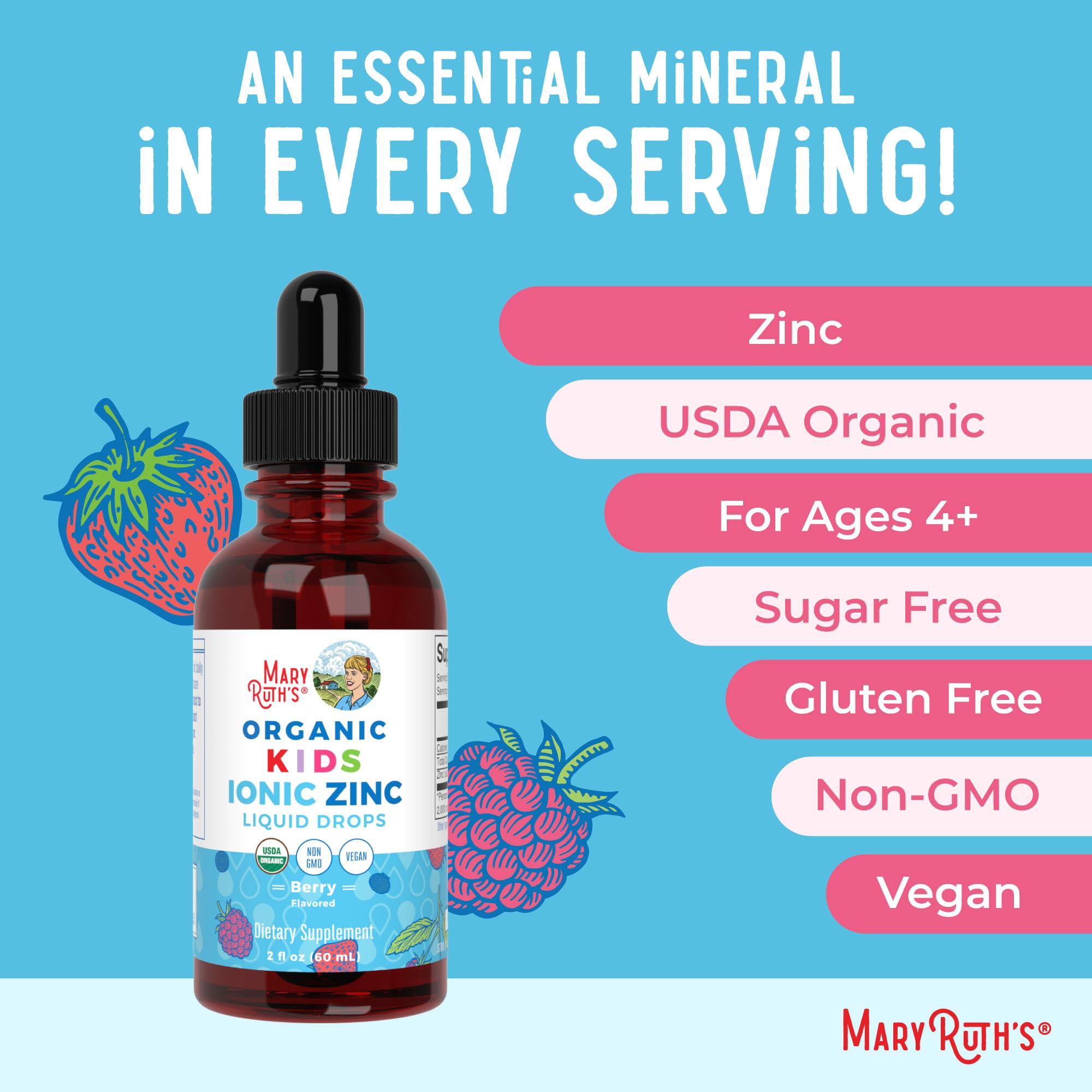 MaryRuth's Zinc vegano y libre de alérgenos para niños