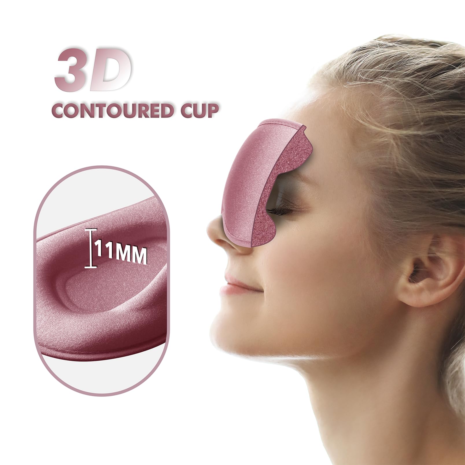Albatross Health New England mascara-ojos rosa corte nariz ergonómico para dormir sin distracciones