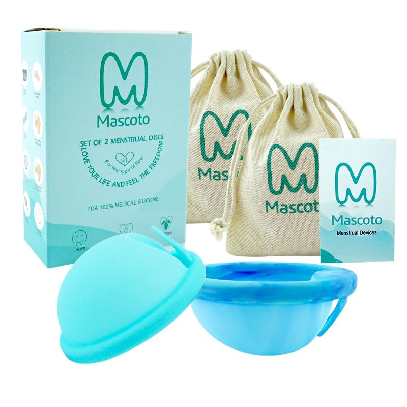 Mascoto disco menstrual pack 2, reutilizable para uso diario cómodo y sostenible.