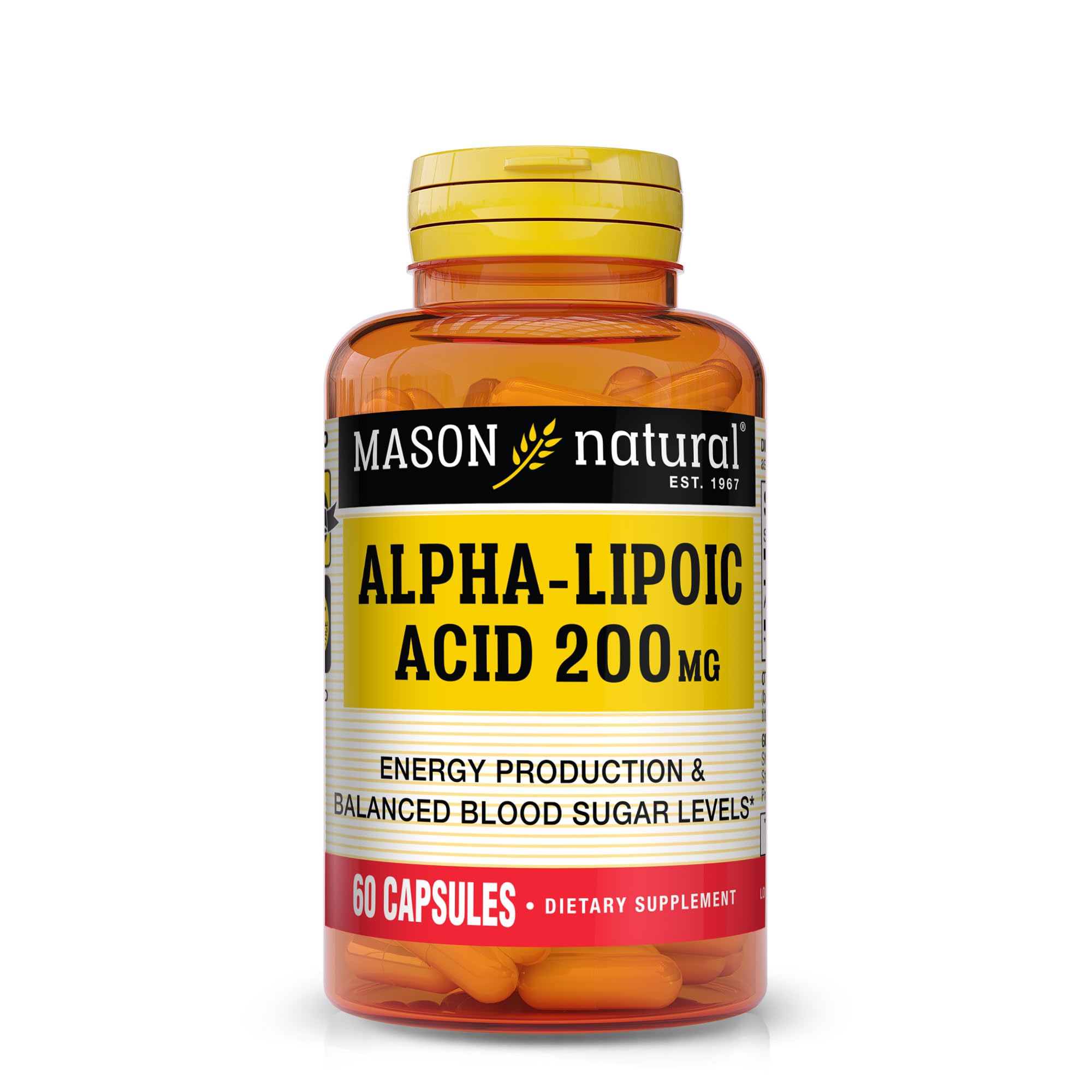 Cápsula Mason Natural de alfa lipóico 200 mg para apoyar la energía