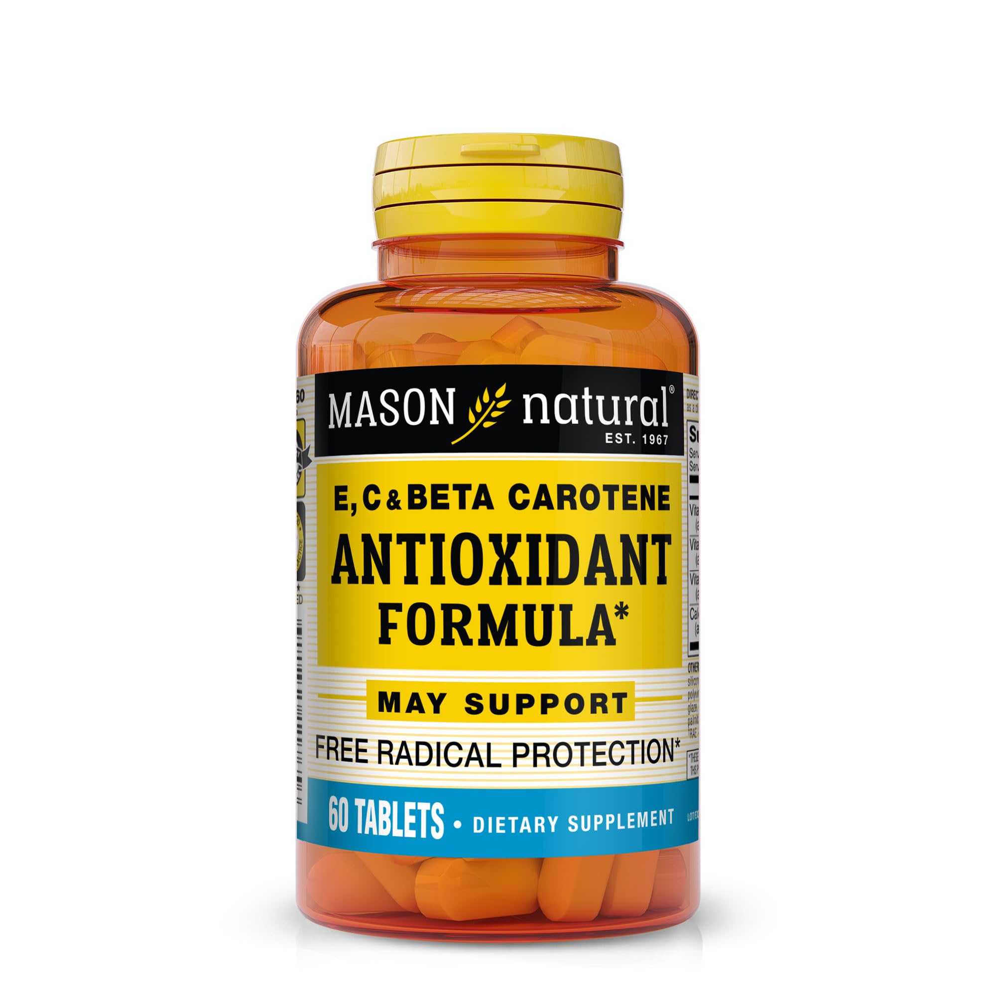 Mason Natural tabletas vitamina E, C y betacaroteno en botella para uso diario