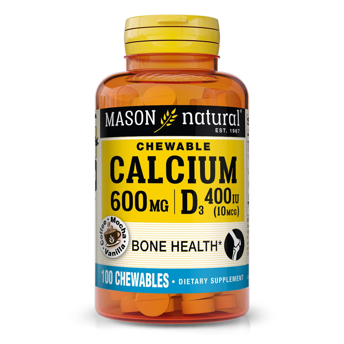Mason Natural calcio 600 mg con Vitamina D3, envase para huesos fuertes