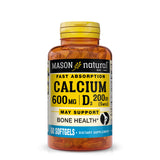 Mason Natural calcio D3, botella con cápsulas para la salud ósea.