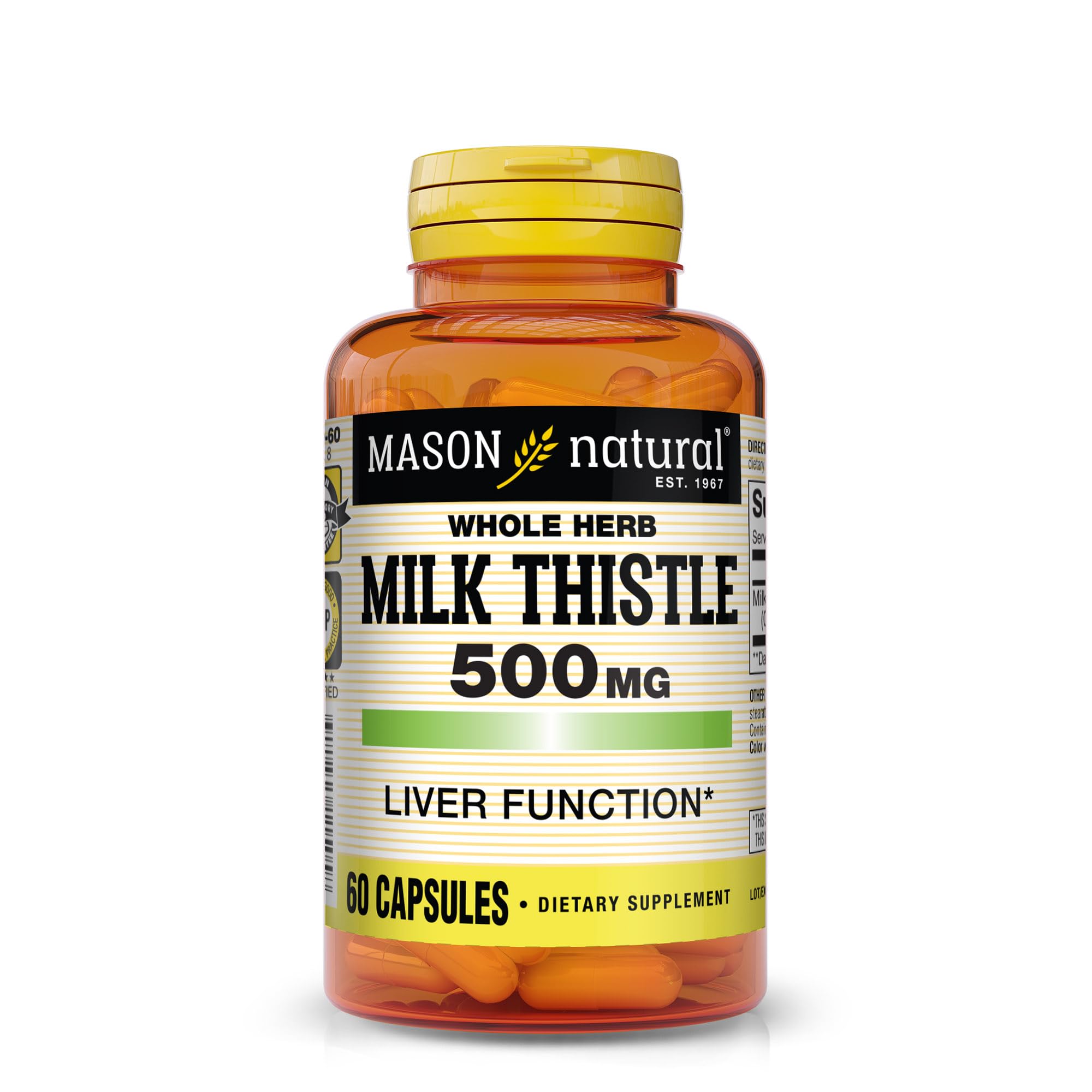 Mason Natural Cardo Mariano en botella, posible apoyo a la salud hepática