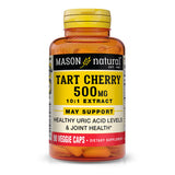 Mason Natural Cereza Agria 500 mg: bote de cápsulas vegetales con posible apoyo a articulaciones.