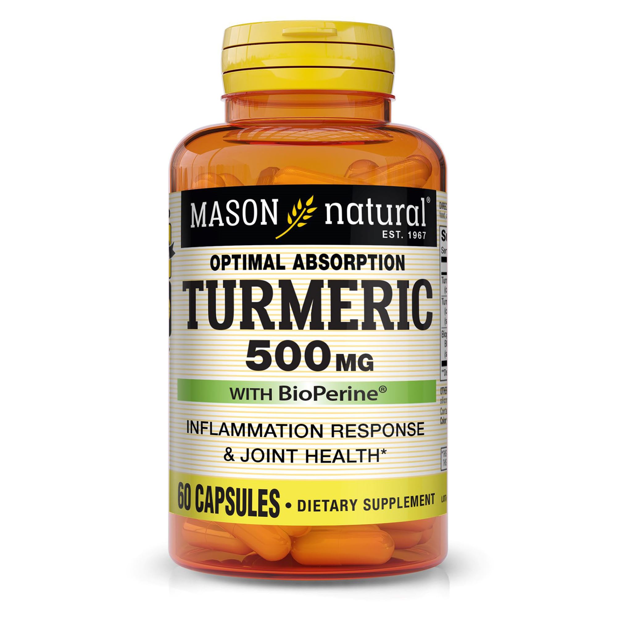 Mason Natural curcuma: cápsulas con absorción optimizada para uso diario.