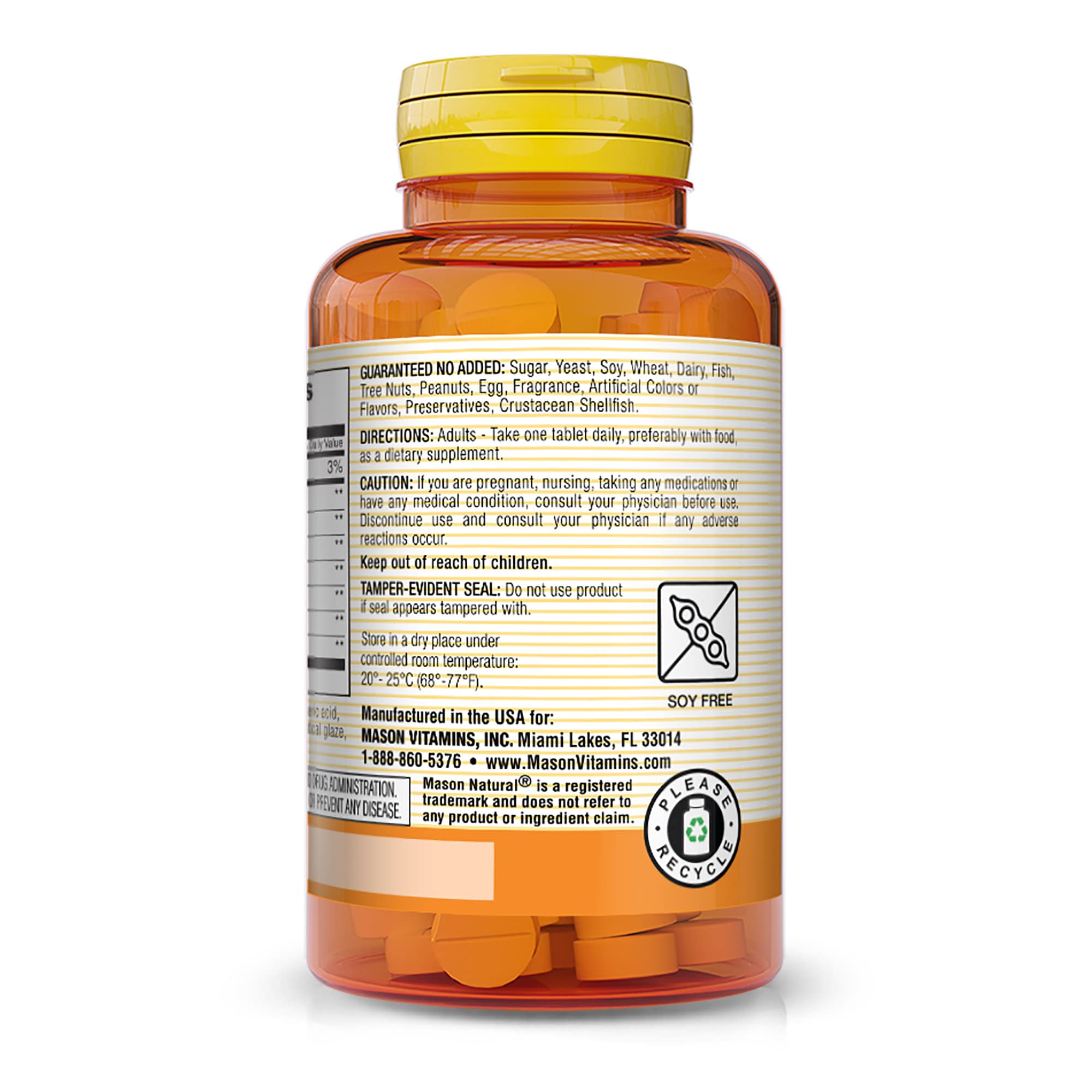 Etiqueta Mason Natural con información de enzimas y dosis.