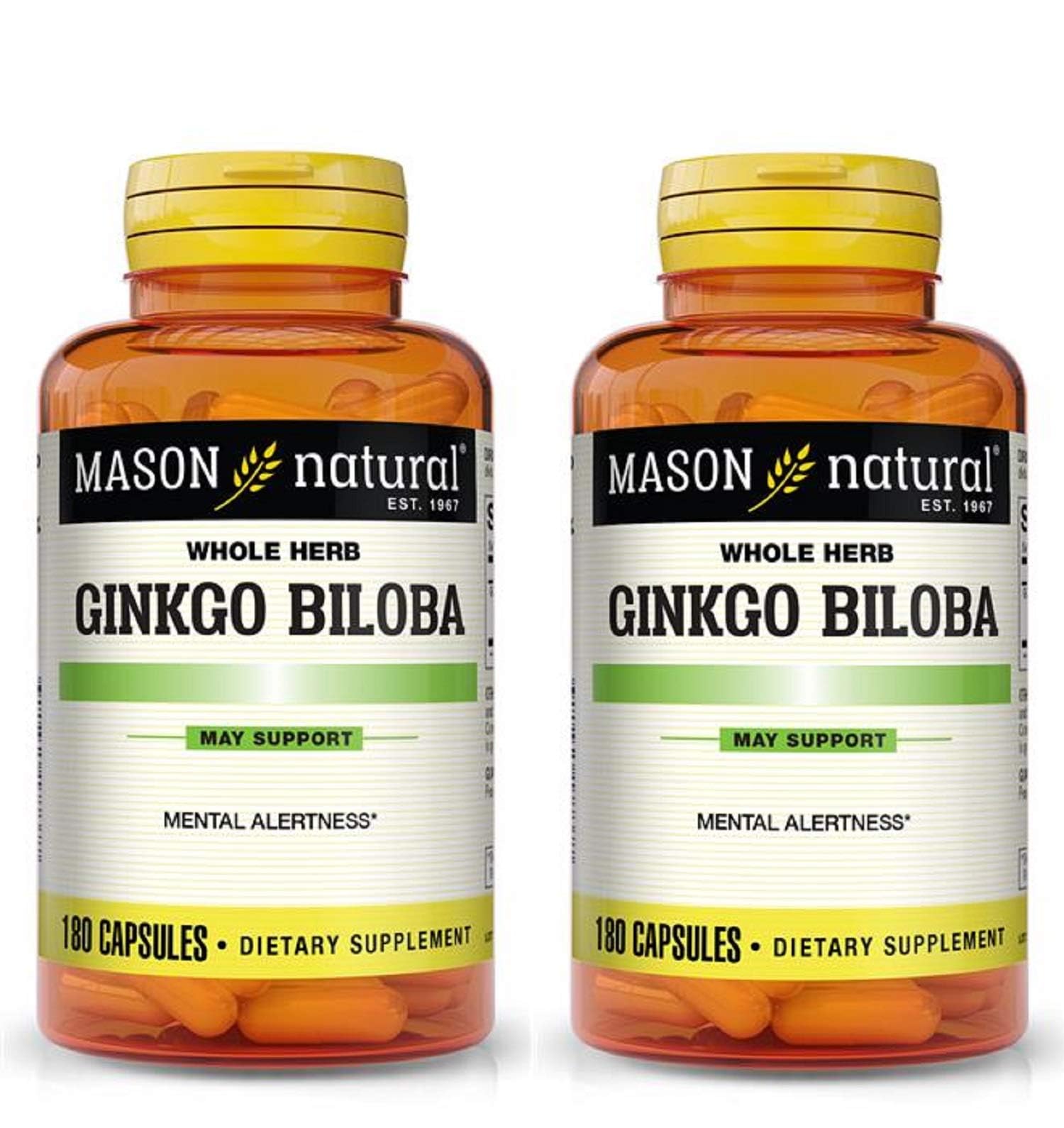 MASON NATURAL ginkgo biloba 500 mg cápsulas, bote 1, apoyo a la claridad mental