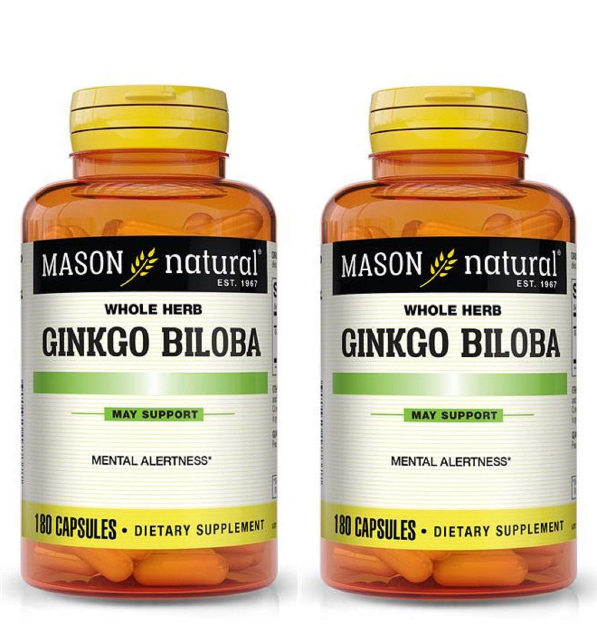 MASON NATURAL ginkgo biloba 500 mg cápsulas, bote 1, apoyo a la claridad mental
