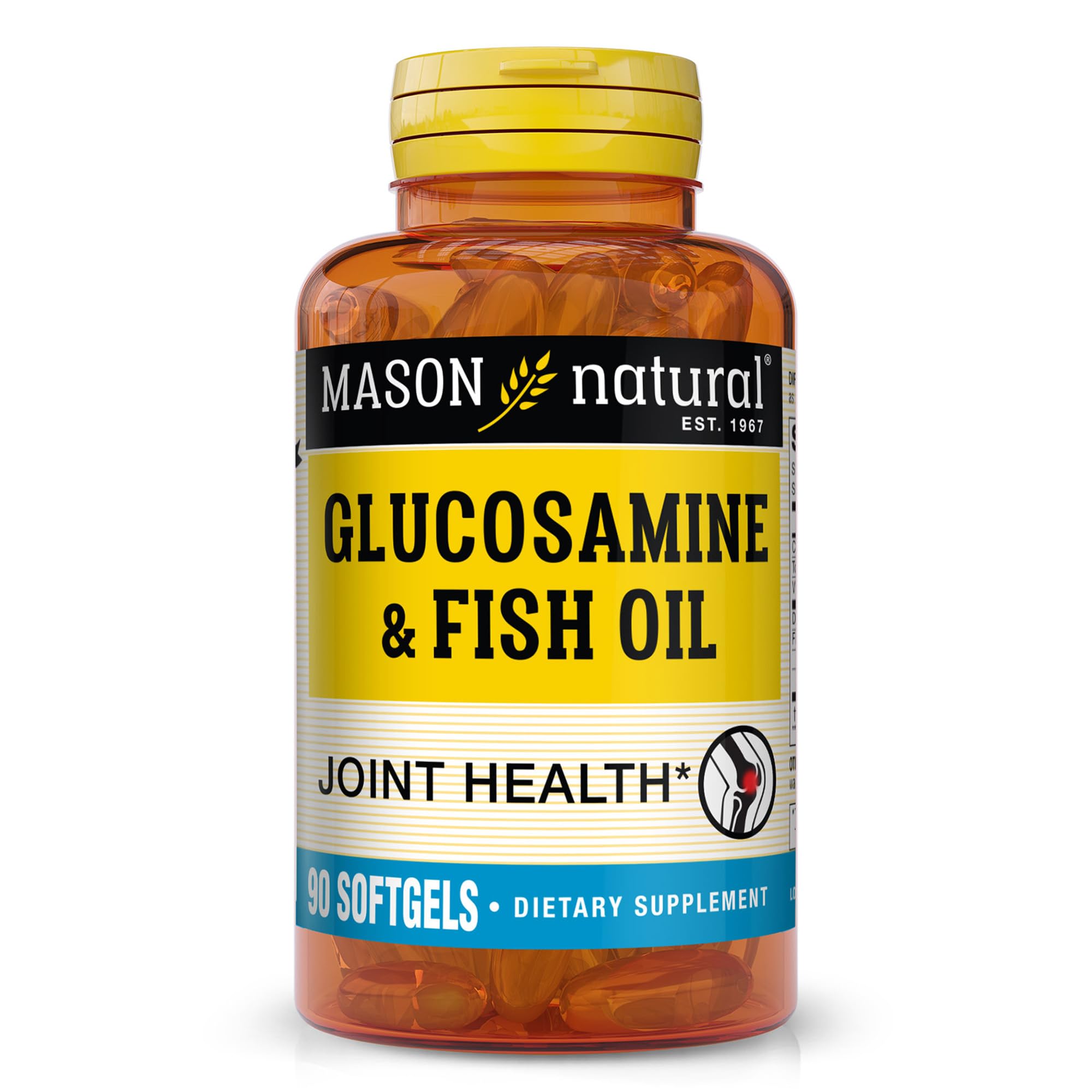 Mason Natural glucosamina y aceite de pescado en cápsulas para articulaciones.