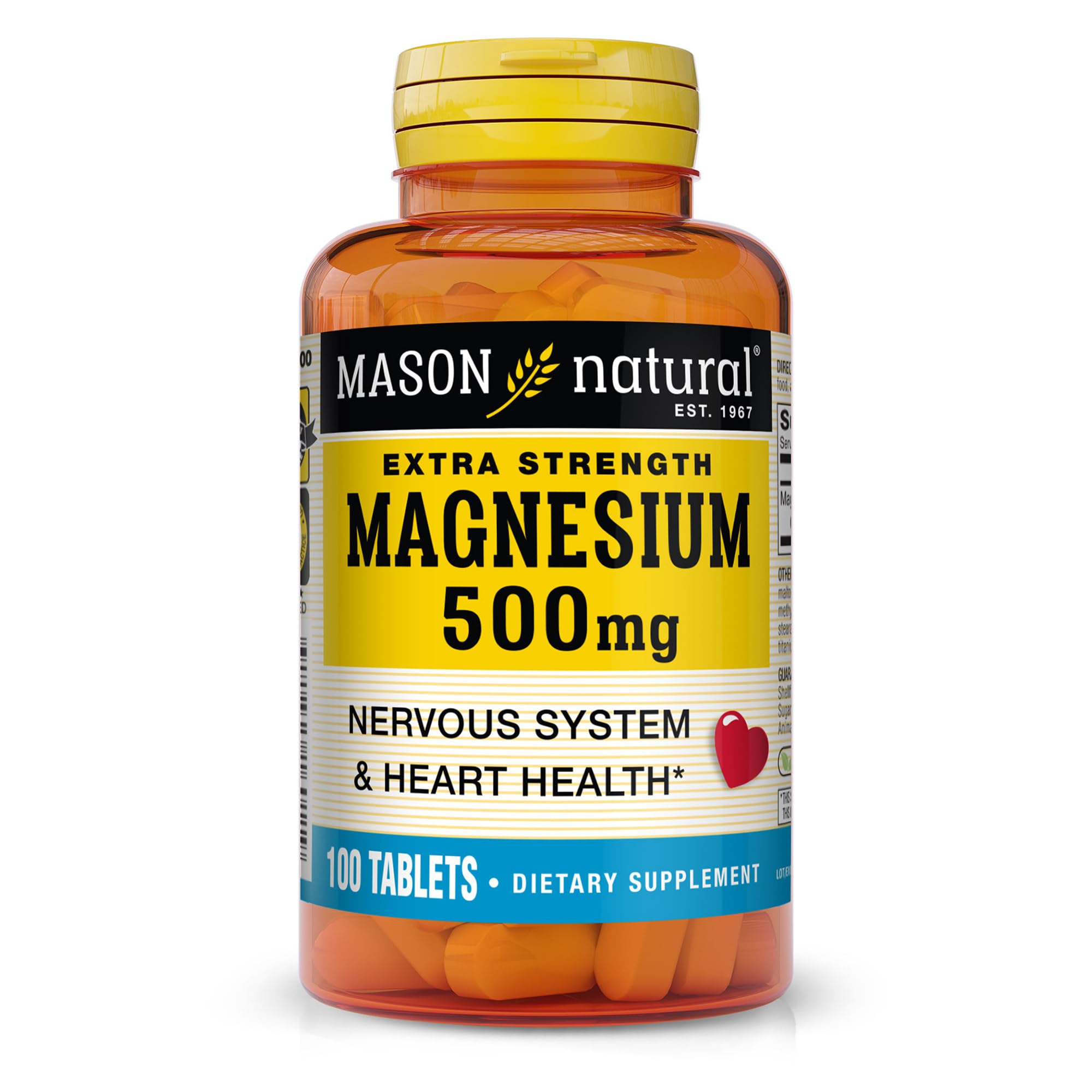 Mason Natural magnesio 500 mg tableta diaria, apoyo potencial al funcionamiento muscular.