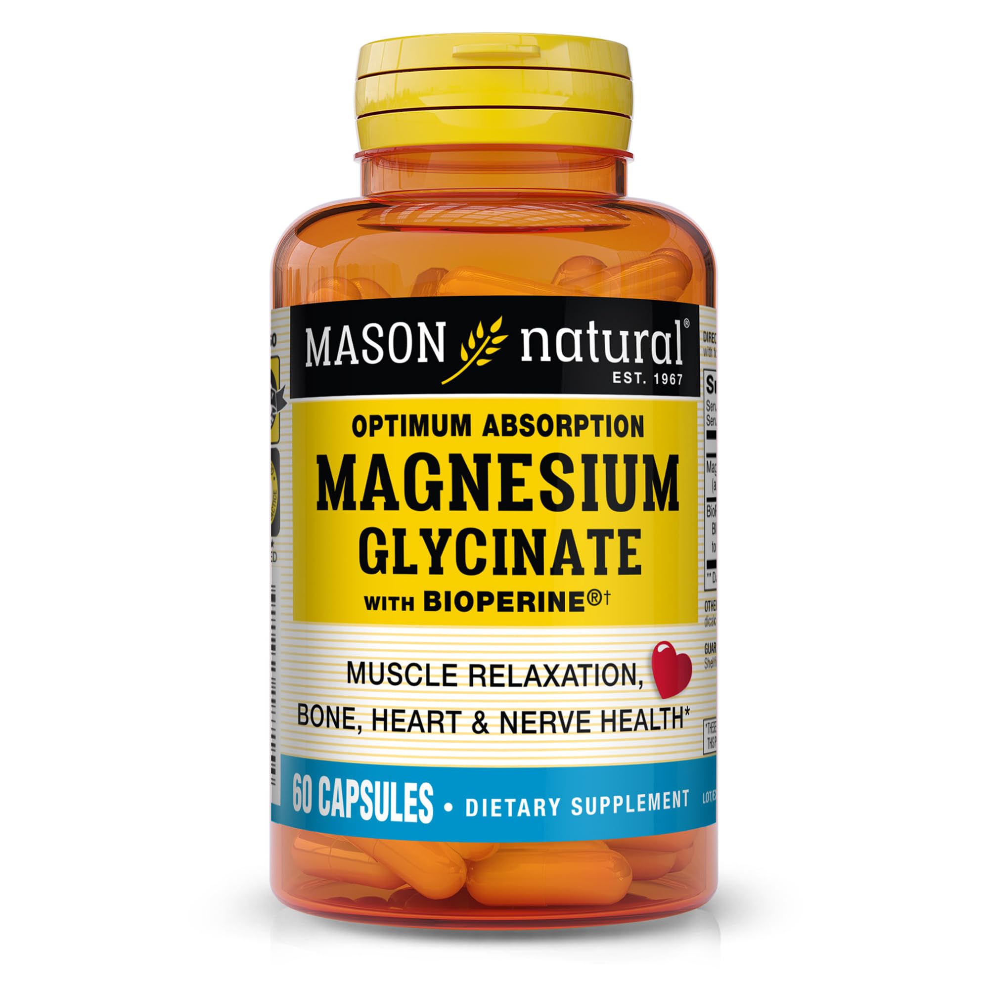 Mason Natural magnesio glicinato 240 mg cápsulas para relajación y bienestar diario