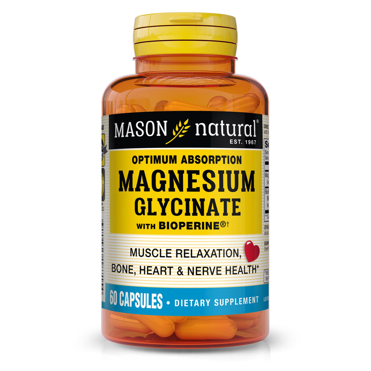 Mason Natural magnesio glicinato 240 mg cápsulas para relajación y bienestar diario