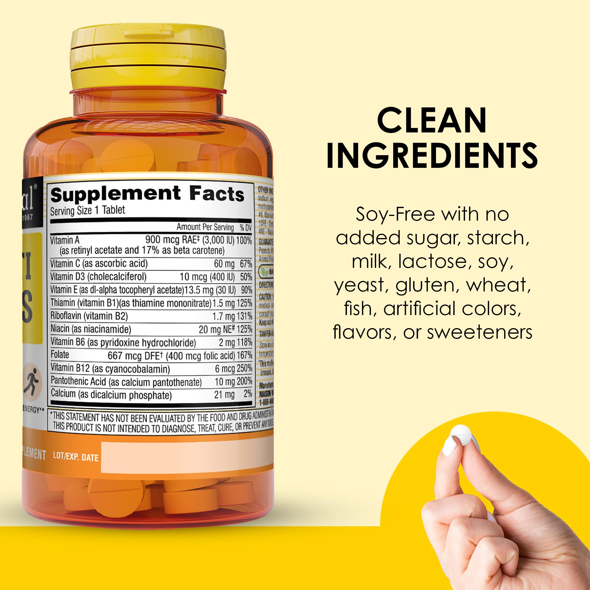Mason Natural Mini Multi Vitaminas, dosis diaria, conveniencia para empezar el día.