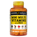 Mason Natural mini multivitaminas con hierro en tableta, ideal para la dosis diaria.