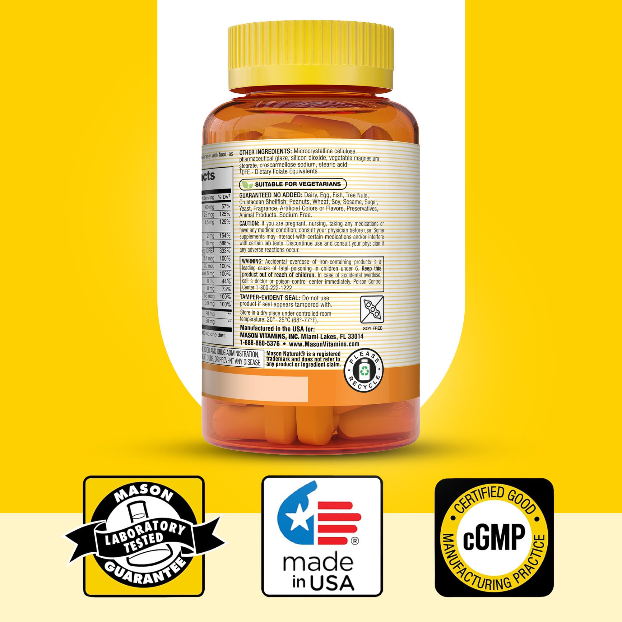 Mason Natural Renal Multivitamin: empaque sin alérgenos comunes