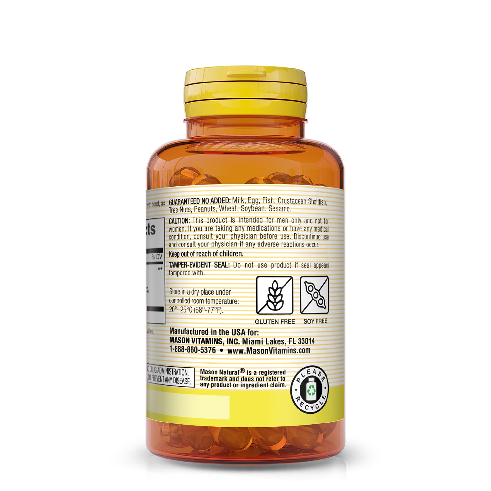 Mason Natural Saw Palmetto etiqueta destaca 500 mg por cápsula.