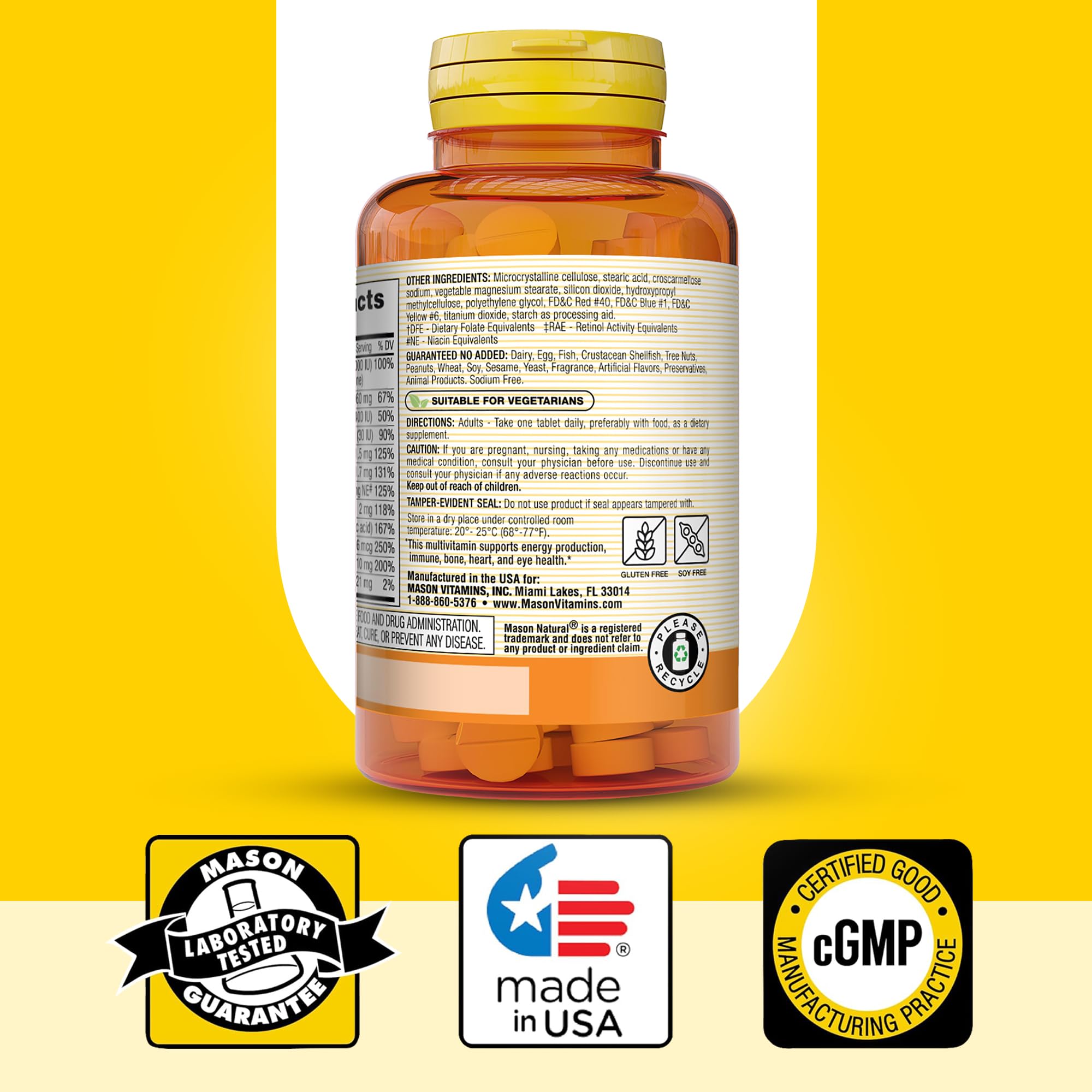 Mason Natural vitaminas para adultos 18+, tabletas fáciles de tragar.