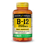 Mason Natural tableta B12 250 mcg en botella, apoyo a la energía diaria