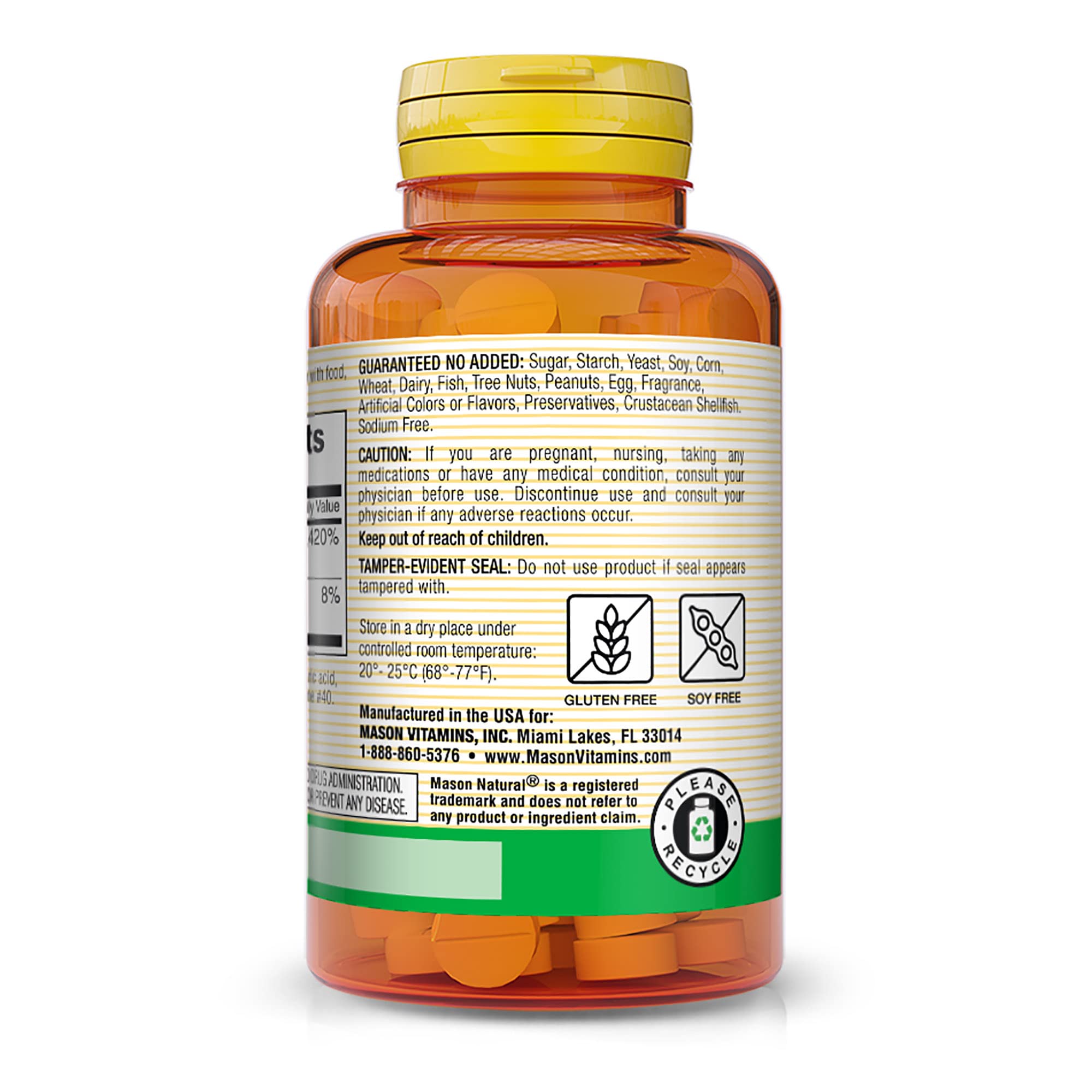 Caja de Mason Natural B12 250 mcg, diseño y calidad visibles