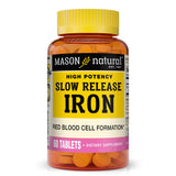 Tabletas Mason Natural Hierro 50 mg, liberación lenta, apoyo diario.
