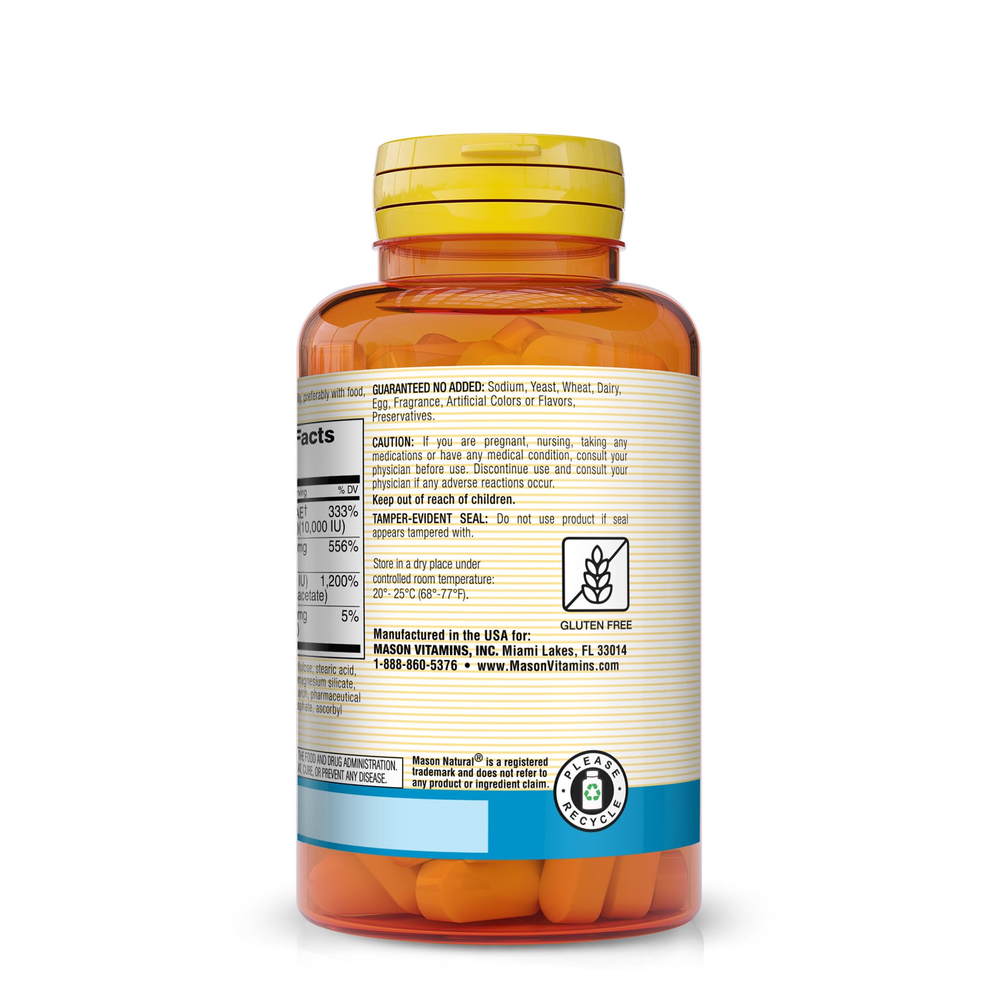 Mason Natural tabletas libres de levadura y gluten, opción limpia