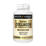 Mason Natural Ultra Colágeno frasco frente, soporte premium para piel y articulaciones
