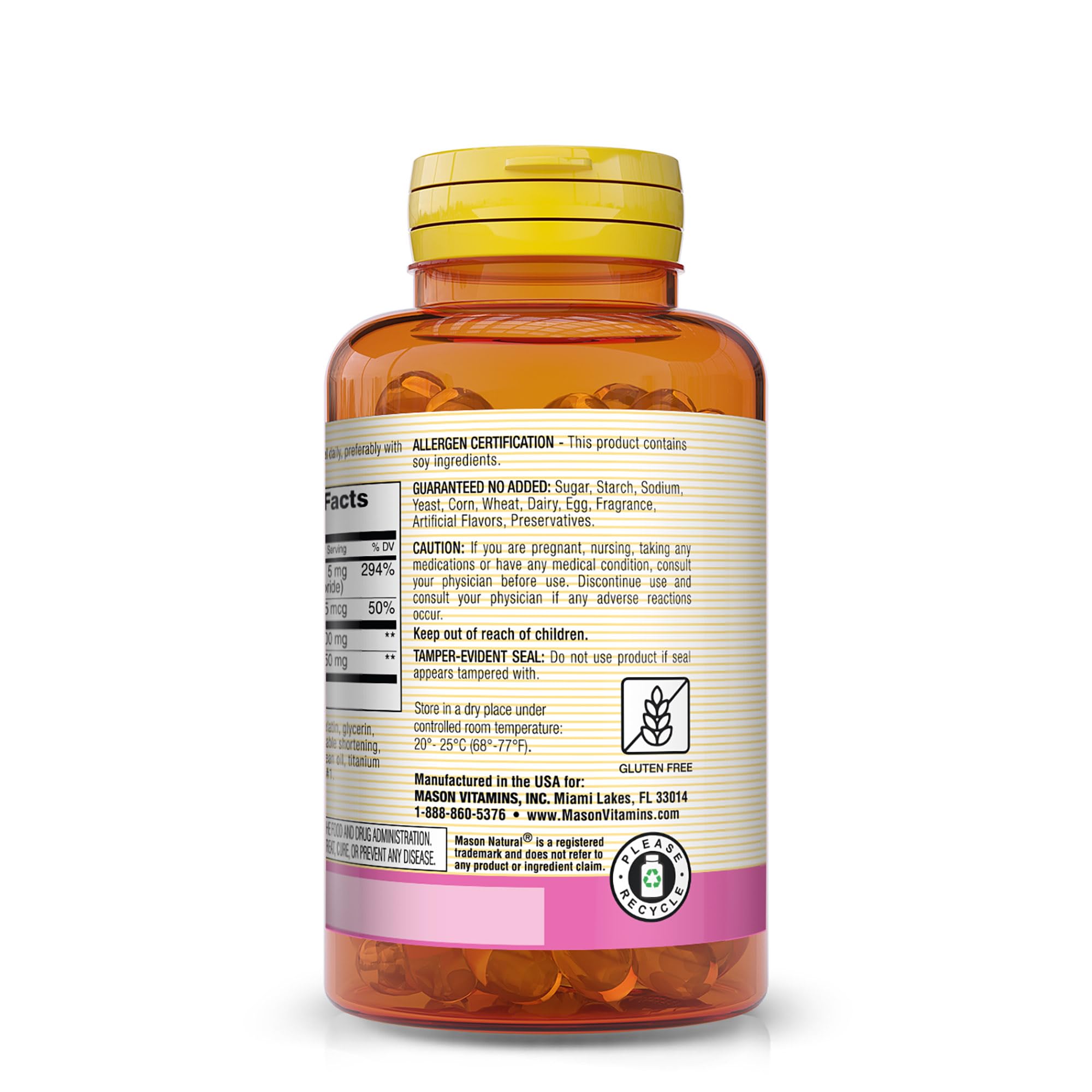 Etiqueta Mason Natural Lecitina con Kelp, desglose claro para uso diario.