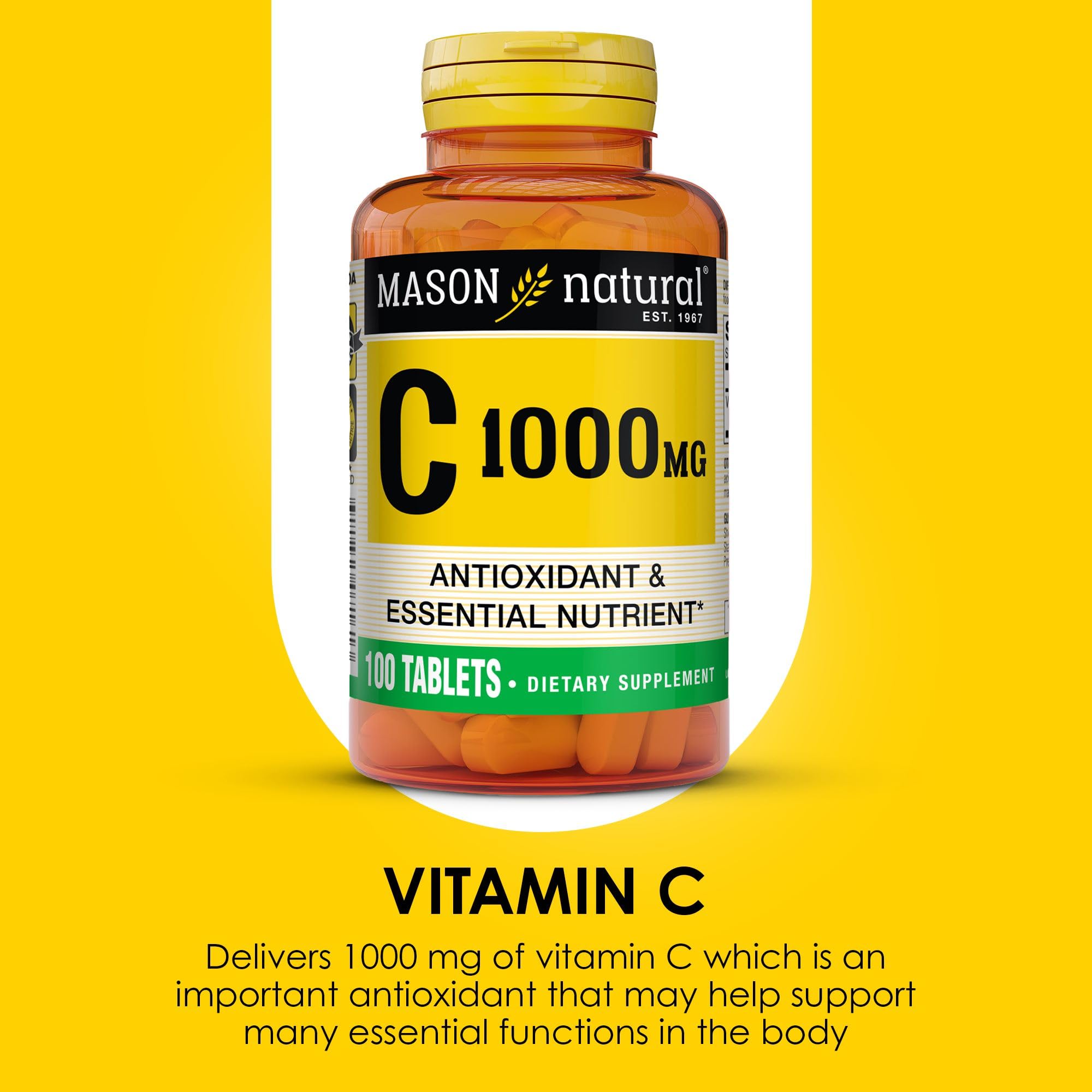 Mason Natural Vitamina C 1000 mg, dosis diaria recomendada para consumo.