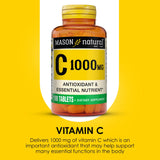 Mason Natural Vitamina C 1000 mg, dosis diaria recomendada para consumo.
