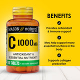 Mason Natural Vitamina C 1000 mg, etiqueta clara con uso diario.