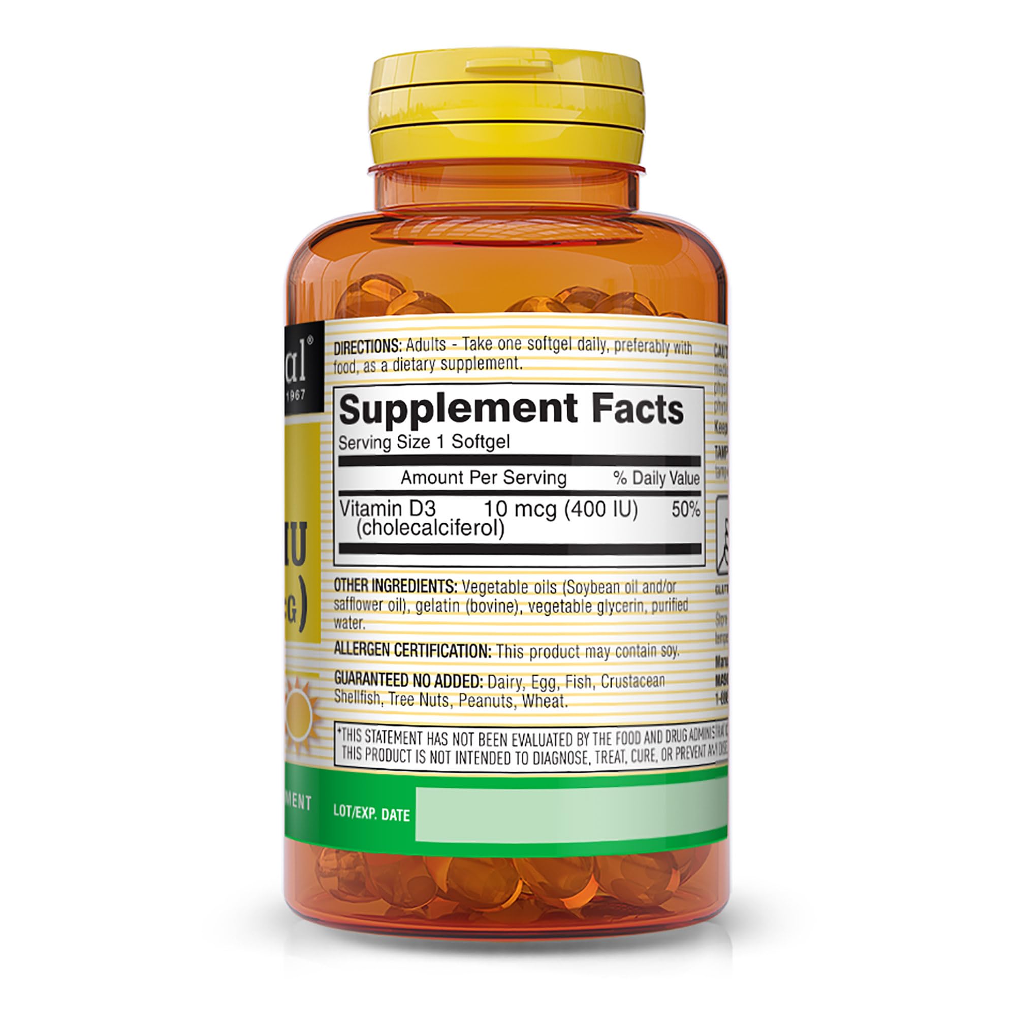 Mason Natural Vitamina D3, enfoque en absorción de calcio para huesos saludables.