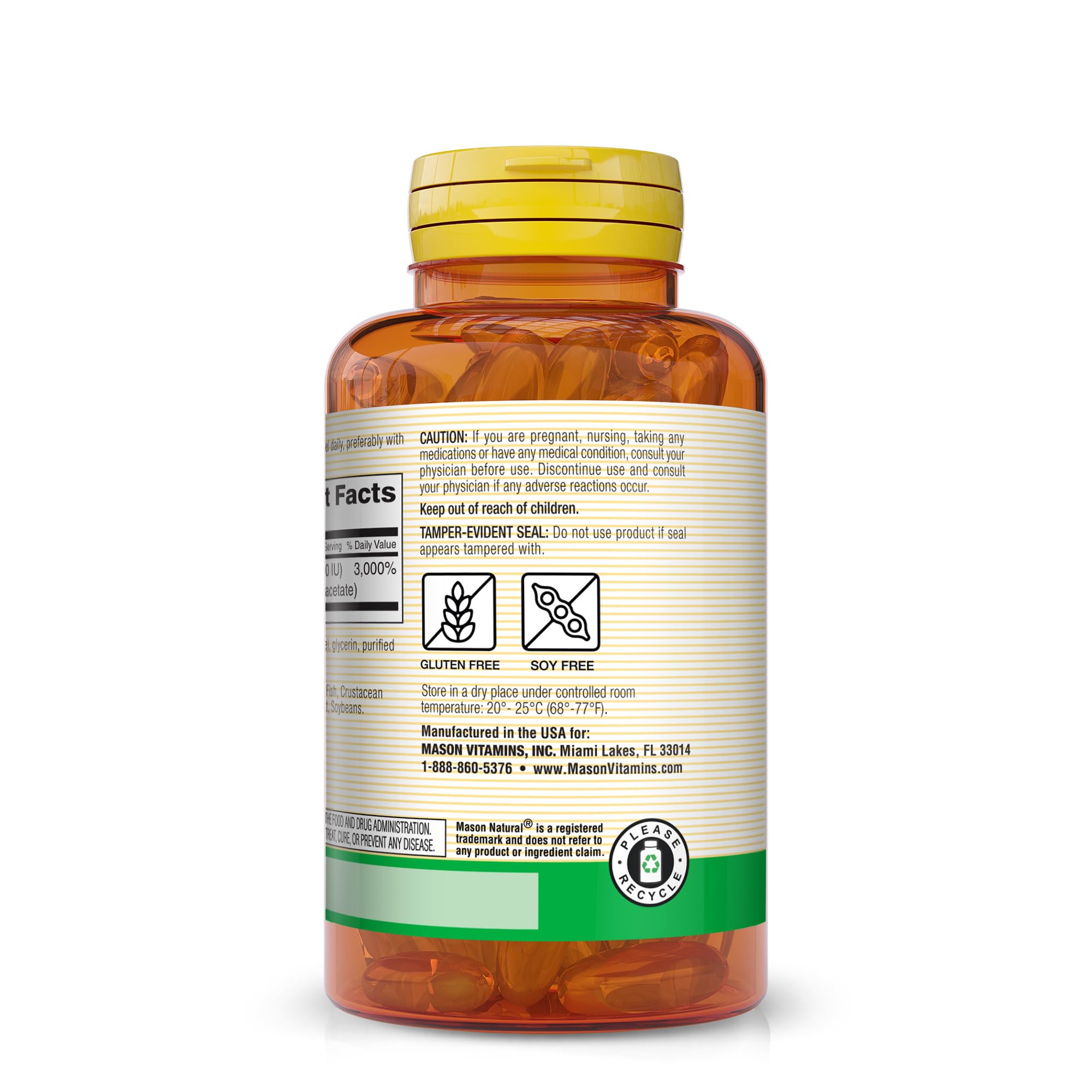 Mason Natural Vitamina E: botella y caja, formato práctico para consumo diario