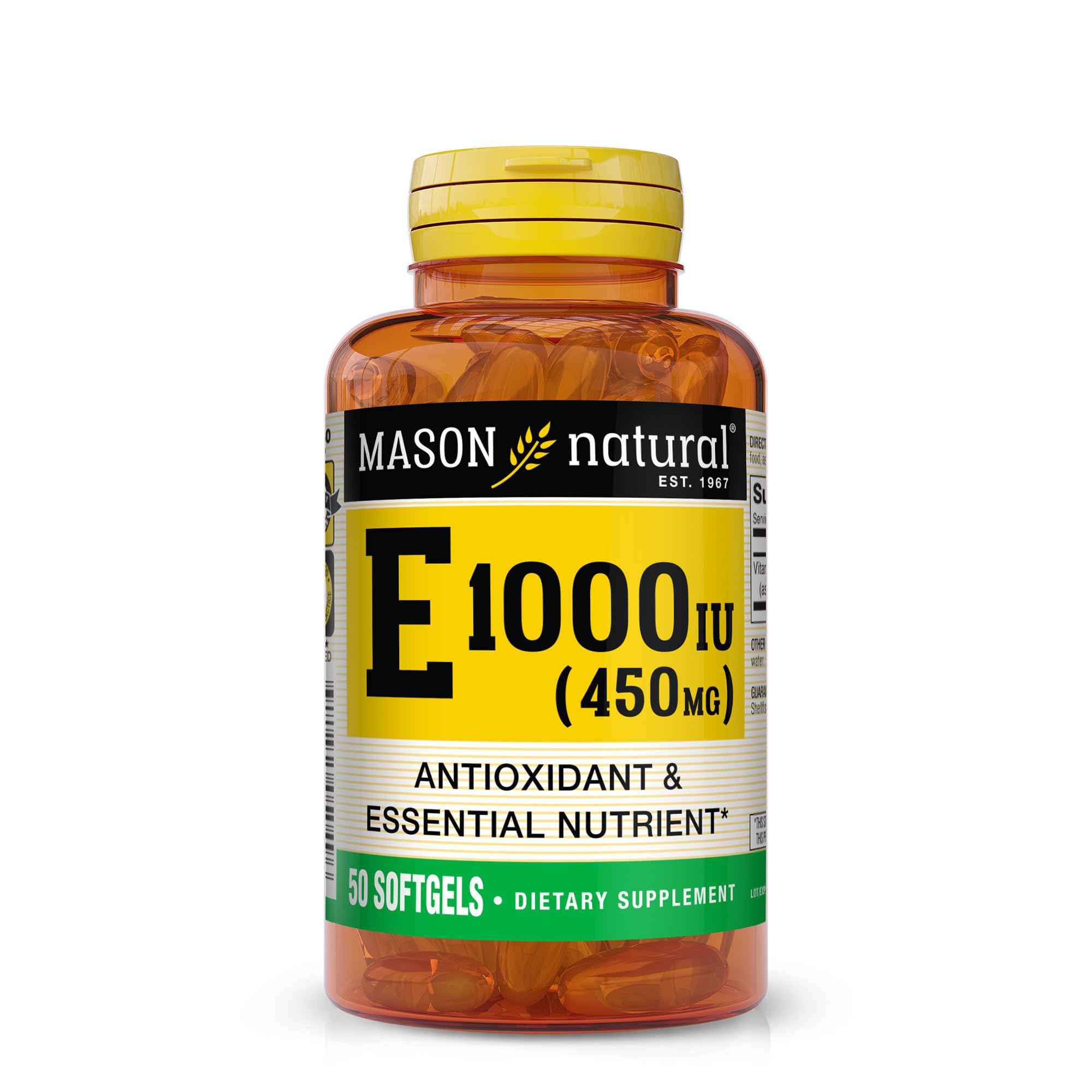 Mason Natural Vitamina E: cápsula blanda para uso diario y bienestar general