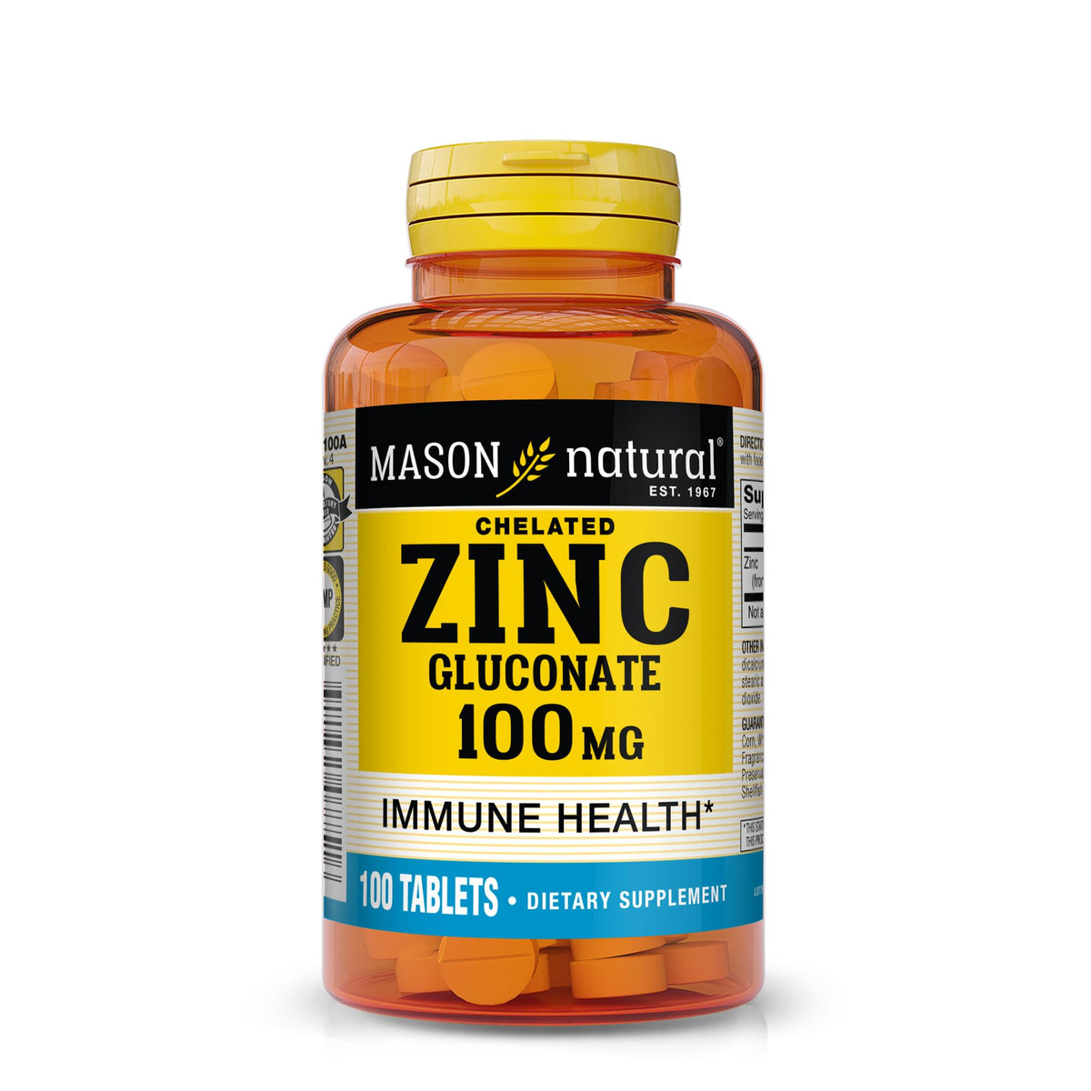 MASON NATURAL zinc 100 mg: tabletas; posible apoyo a la salud inmunitaria diaria.