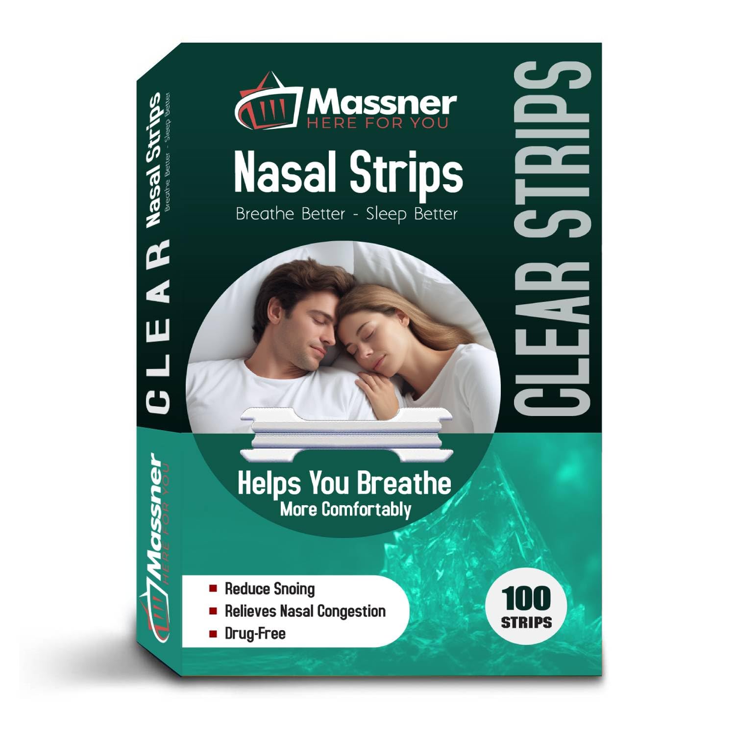 Massner parches nasales transparentes 100 unidades: mejoran la respiración nocturna discreta.