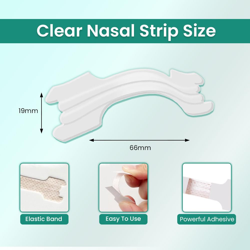 Massner tiras nasales transparentes: aplicación fácil para dormir sin congestión.