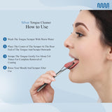 Higiene oral diaria con raspador de lengua para una boca más fresca.