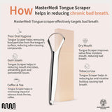 MasterMedi limpiador lengua, reducción de residuos y mejor sabor tras el uso.