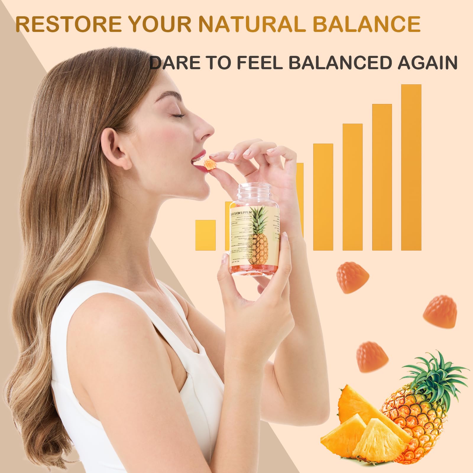 MATOP Balance gominolas de piña, envase sostenible, práctico para llevar.